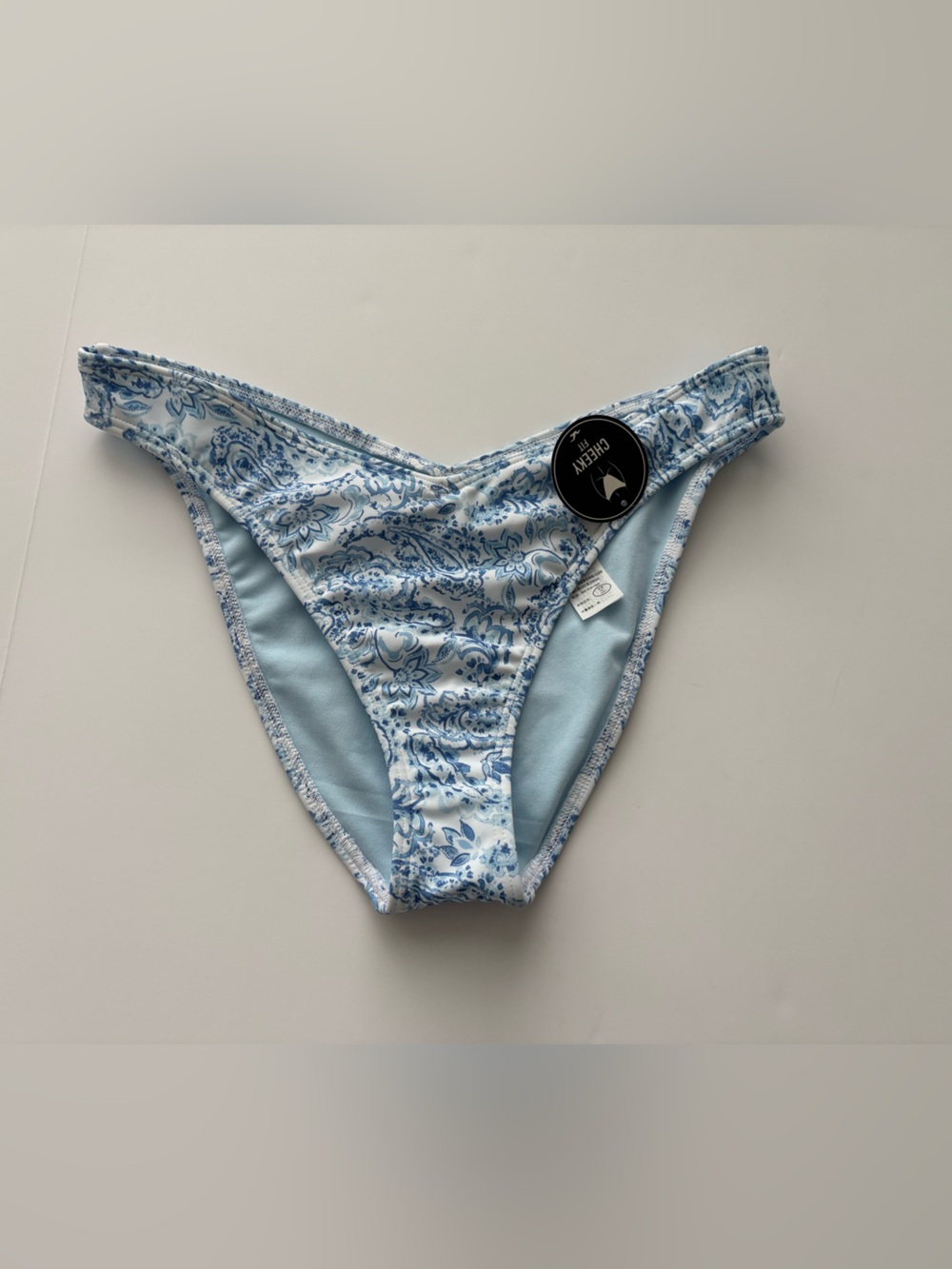 Hollister NWT Blue White Paisley Cheeky Bikini Bottom Size M